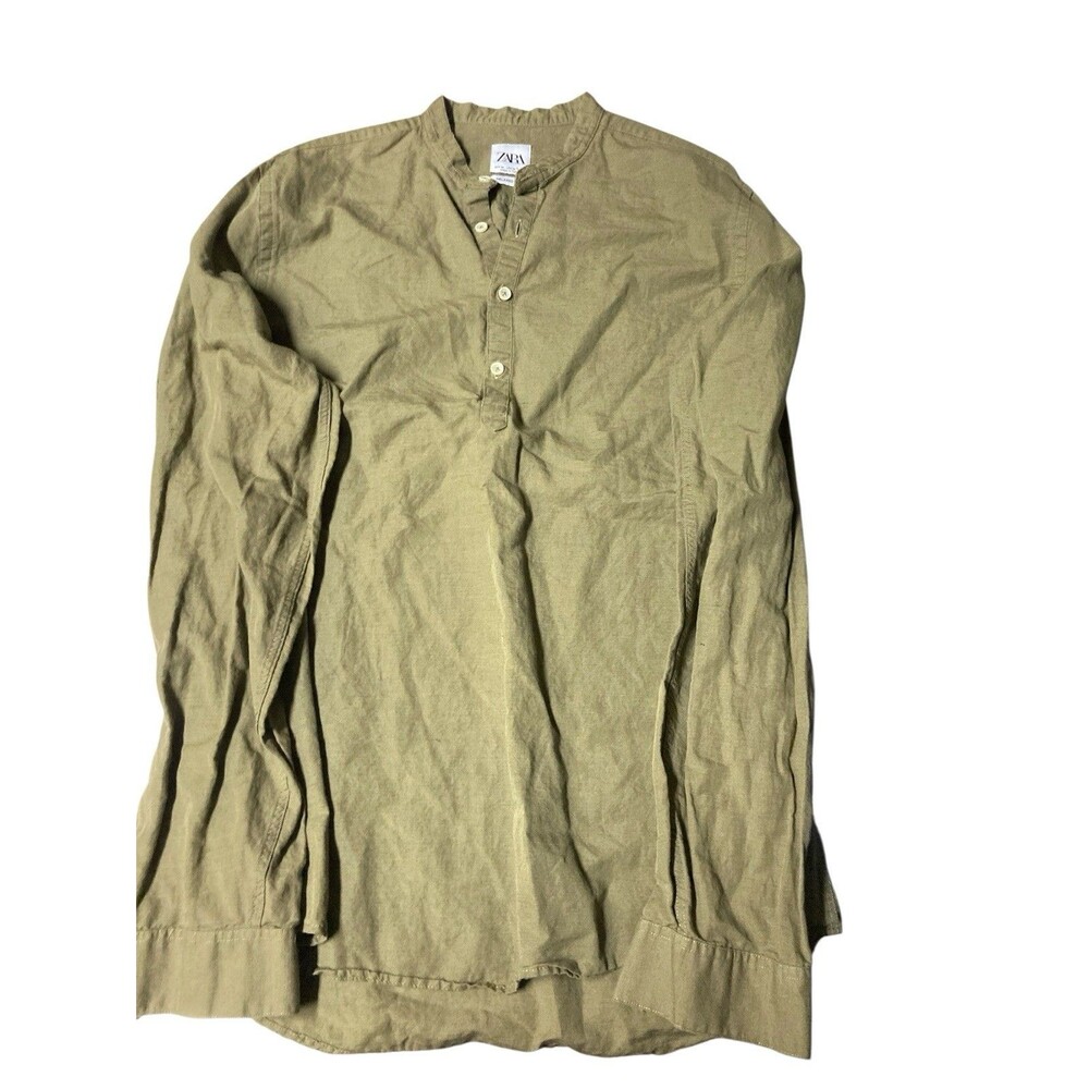 Zara Women’s Drapey Tunic Olive Green Blouse Size Medium Relaxed Fit